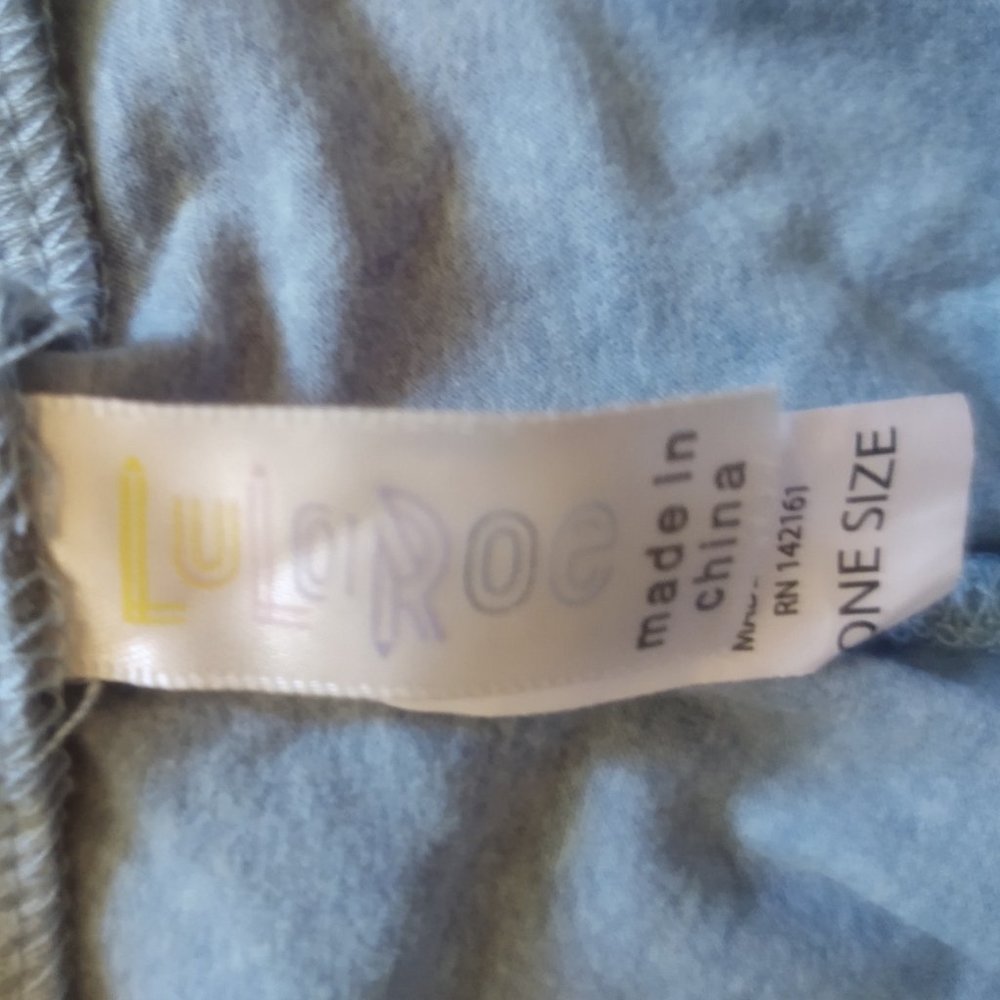 Lularoe Heather Blue Solid One Size (2-10) Leggings NWOT - Picture 2 of 4